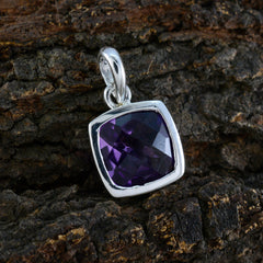 Riyo Graceful Gemstone Cushion Checker Purple Amethyst 966 Sterling Silver Pendant Gift For Good Friday
