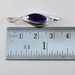 Riyo Elegant Gemstone Oval Checker Purple Amethyst 978 Sterling Silver Pendant Gift For Good Friday