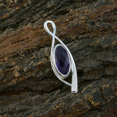 Riyo Elegant Gemstone Oval Checker Purple Amethyst 978 Sterling Silver Pendant Gift For Good Friday