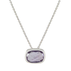 Riyo Attractive Gems Octagon Checker Purple Amethyst Silver Pendant Gift For Engagement