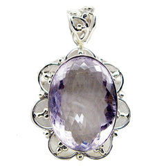 riyo attrayant pierres précieuses ovale damier violet améthyste pendentif en argent massif cadeau pour mariage
