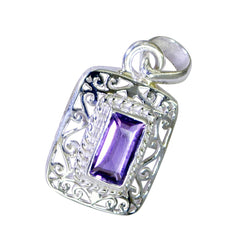 Riyo Heavenly Gems Anhänger, achteckig, facettiert, violetter Amethyst, massives Silber, Geschenk für Karfreitag