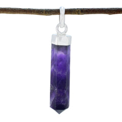 Riyo Comely Gemstone Fancy Faceted Purple Amethyst Sterling Silver Pendant Gift For Women