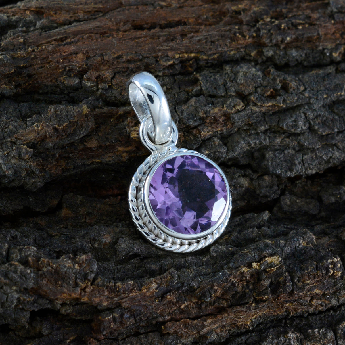 Подвеска из стерлингового серебра 1197 пробы с фиолетовым аметистом riyo, круглый граненый драгоценный камень, подарок на день рождения