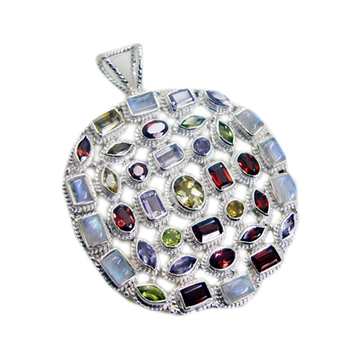 Riyo Beauteous Gems Multi Facet Paarse Amethist Massief Zilveren Hanger Cadeau voor Paaszondag