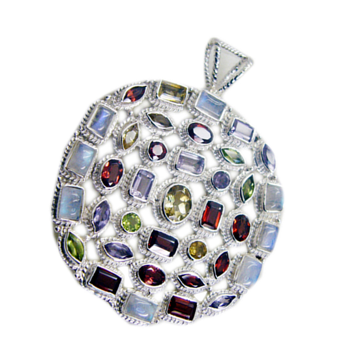 Riyo Beauteous Gems Multi Facettierter Anhänger aus massivem Silber mit violettem Amethyst, Geschenk für Ostersonntag
