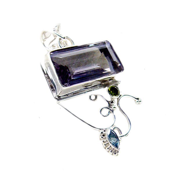 Подвеска из серебра 1221 пробы с фиолетовым аметистом Riyo, восьмиугольный граненый драгоценный камень, подарок на день рождения