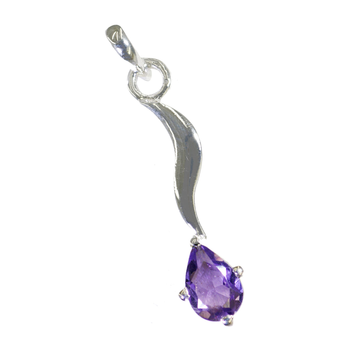 Riyo Good Gems Pear Faceted Purple Amethyst Silver Pendant Gift For Wife