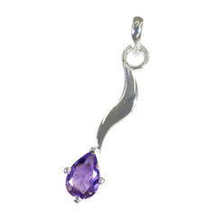 Riyo bonnes pierres précieuses poire à facettes violet améthyste pendentif en argent cadeau pour femme