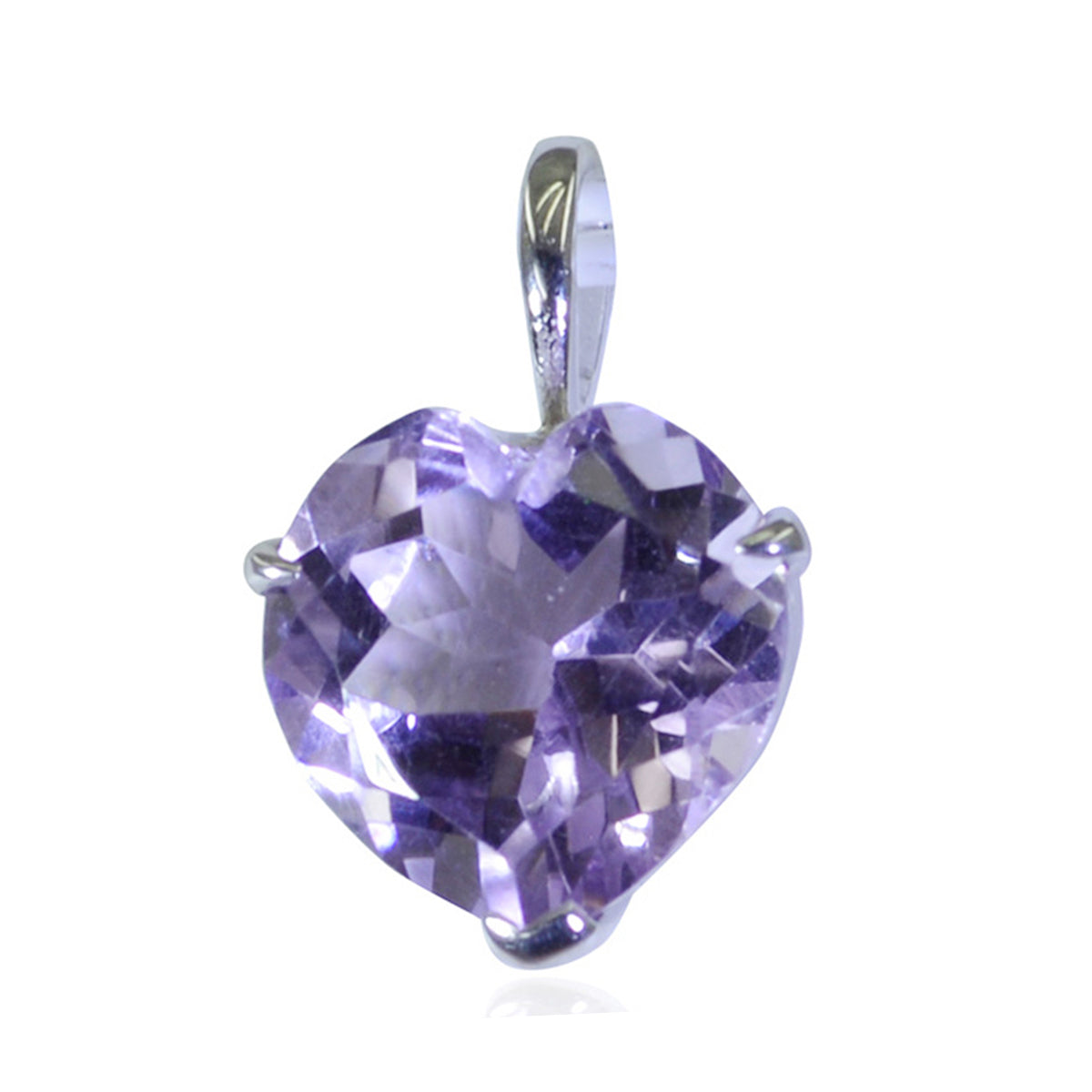 Riyo Stunning Gems Heart Faceted Purple Amethyst Solid Silver Pendant Gift For Easter Sunday