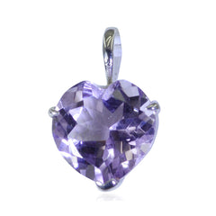 Riyo impresionantes gemas corazón facetado amatista púrpura colgante de plata maciza regalo para el domingo de Pascua