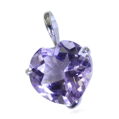 Riyo Stunning Gems Heart Faceted Purple Amethyst Solid Silver Pendant Gift For Easter Sunday