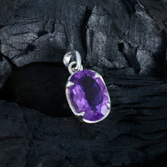 Riyo glamorosa piedra preciosa ovalada facetada amatista púrpura colgante de plata de ley 930 regalo para el Viernes Santo