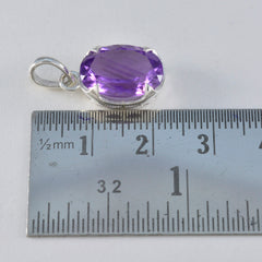 Riyo Glamorous Gemstone Oval Faceted Purple Amethyst 930 Sterling Silver Pendant Gift For Good Friday