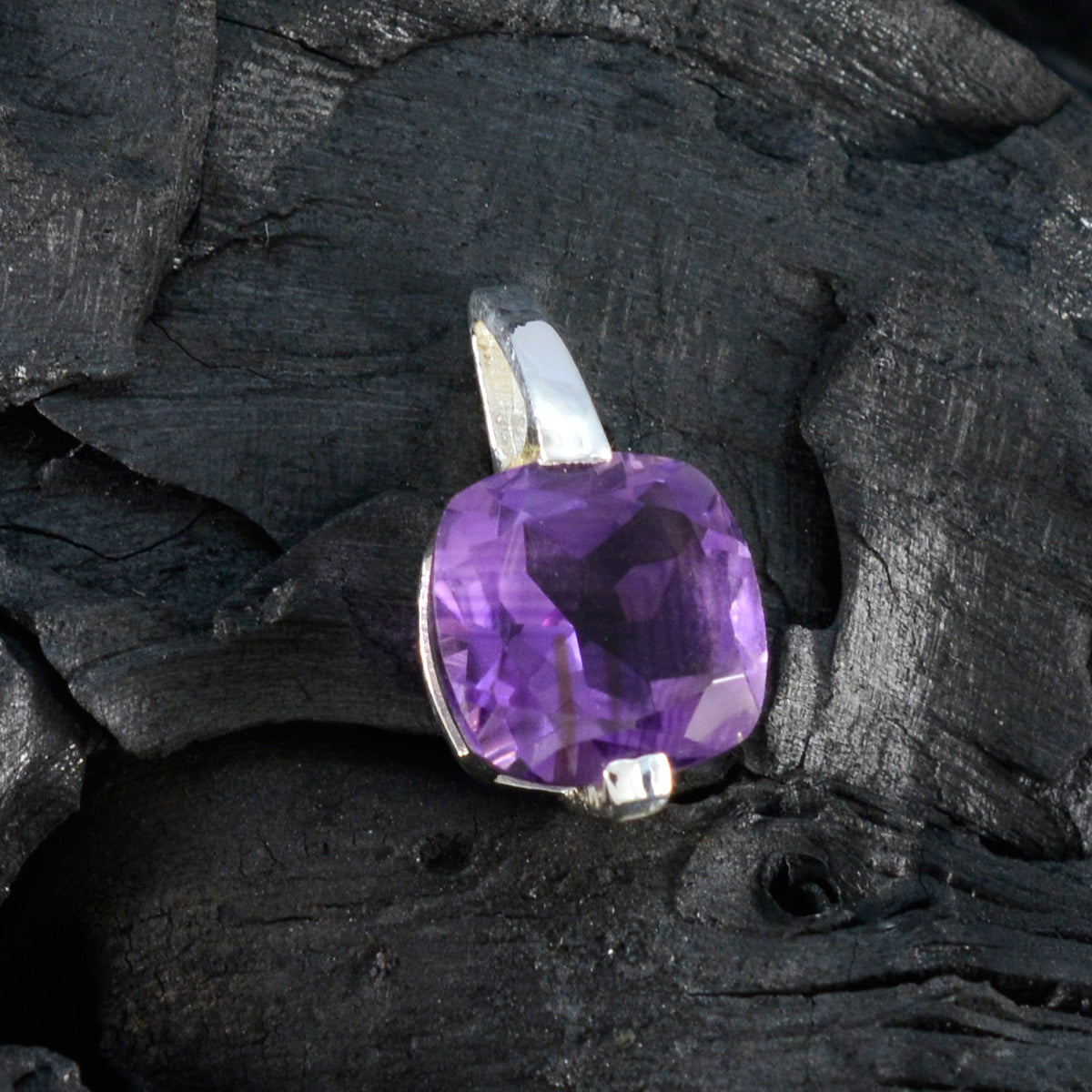 riyo bella pietra preziosa ovale sfaccettata ametista viola ciondolo in argento sterling 937 regalo per il compleanno