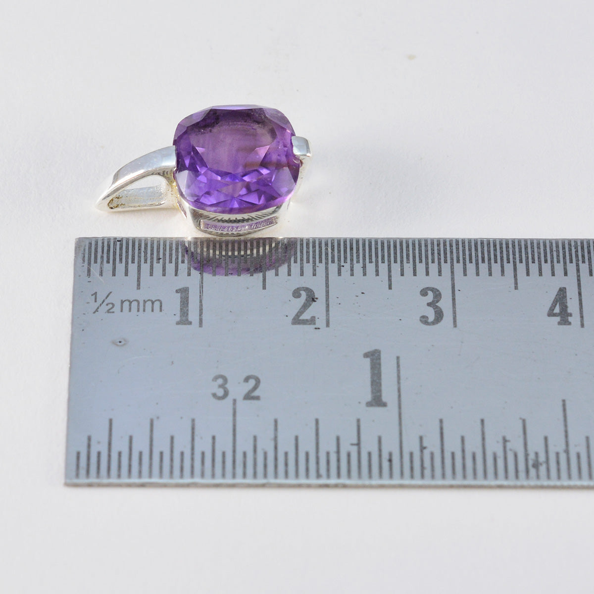 Riyo Nice Gemstone Oval Faceted Purple Amethyst 937 Sterling Silver Pendant Gift For Birthday
