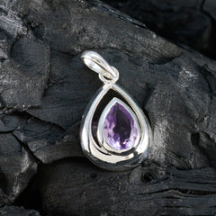 Riyo Attractive Gems Pear Faceted Purple Amethyst Silver Pendant Gift For Boxing Day