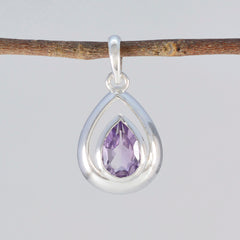 Riyo Attractive Gems Pear Faceted Purple Amethyst Silver Pendant Gift For Boxing Day