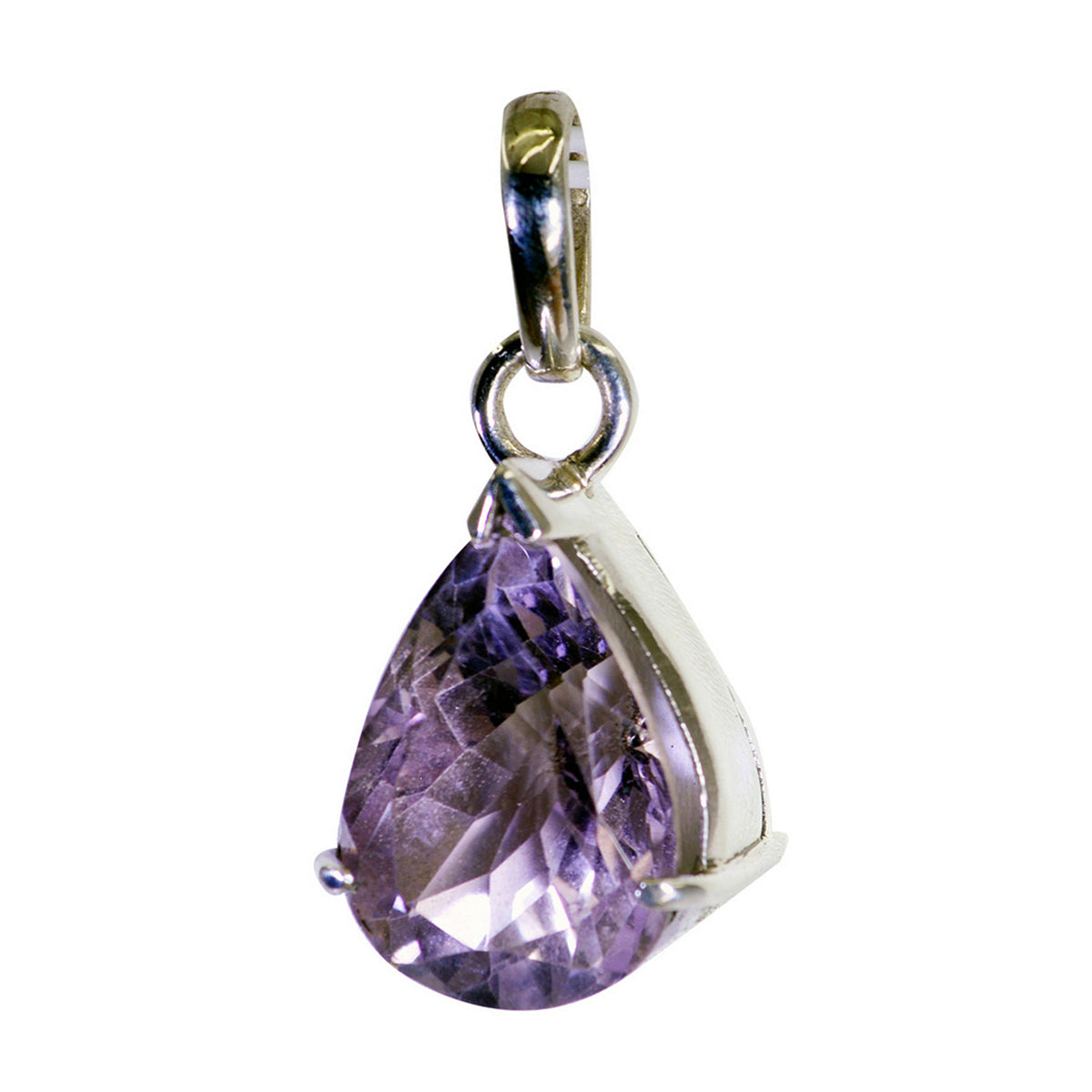 Riyo Spunky Gems Pear Faceted Purple Amethyst Silver Pendant Gift For Sister