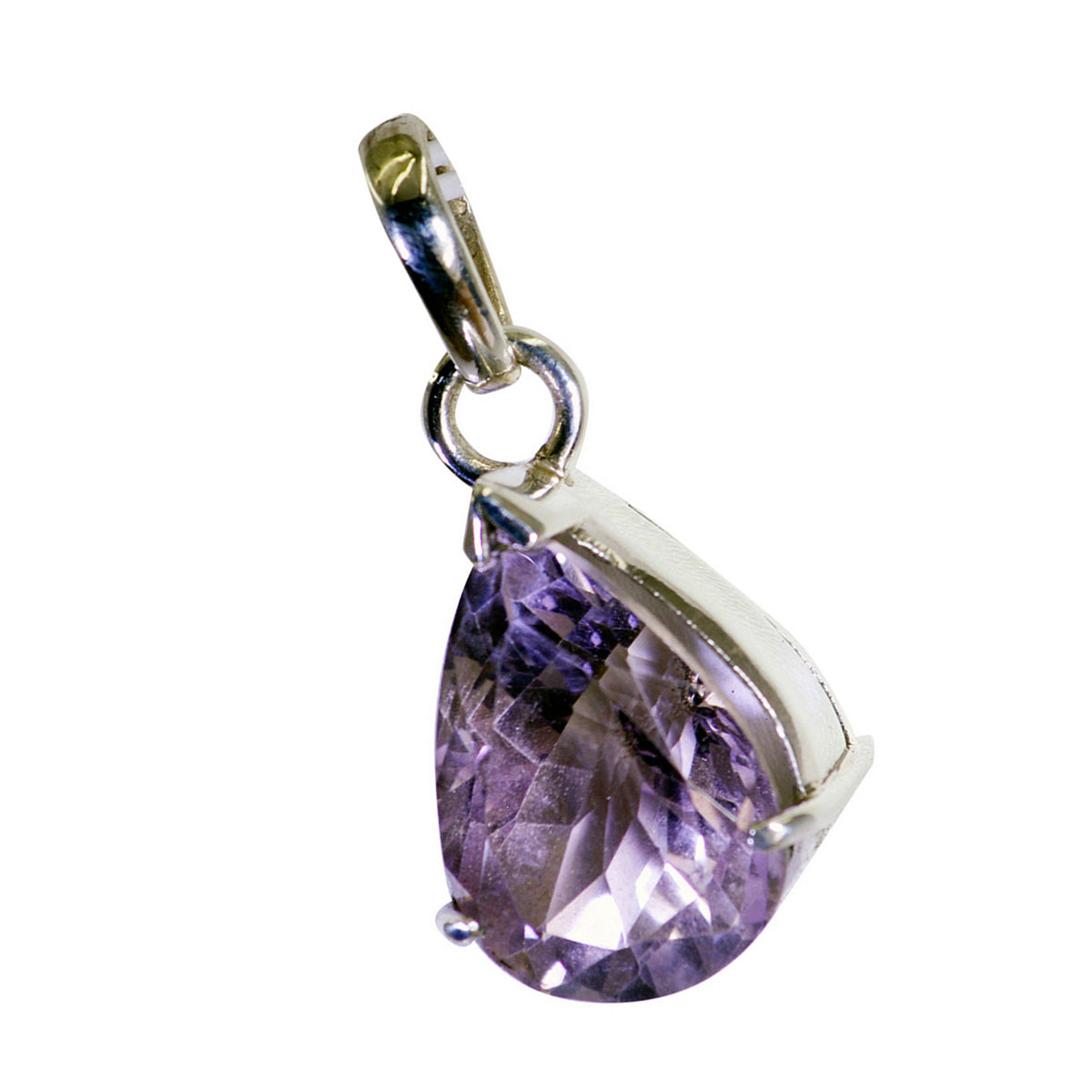 Riyo Spunky Gems Pear Faceted Purple Amethyst Silver Pendant Gift For Sister