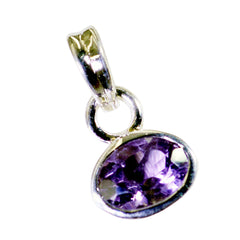 Riyo Natural Gemstone Oval Faceted Purple Amethyst 948 Sterling Silver Pendant Gift For Girlfriend
