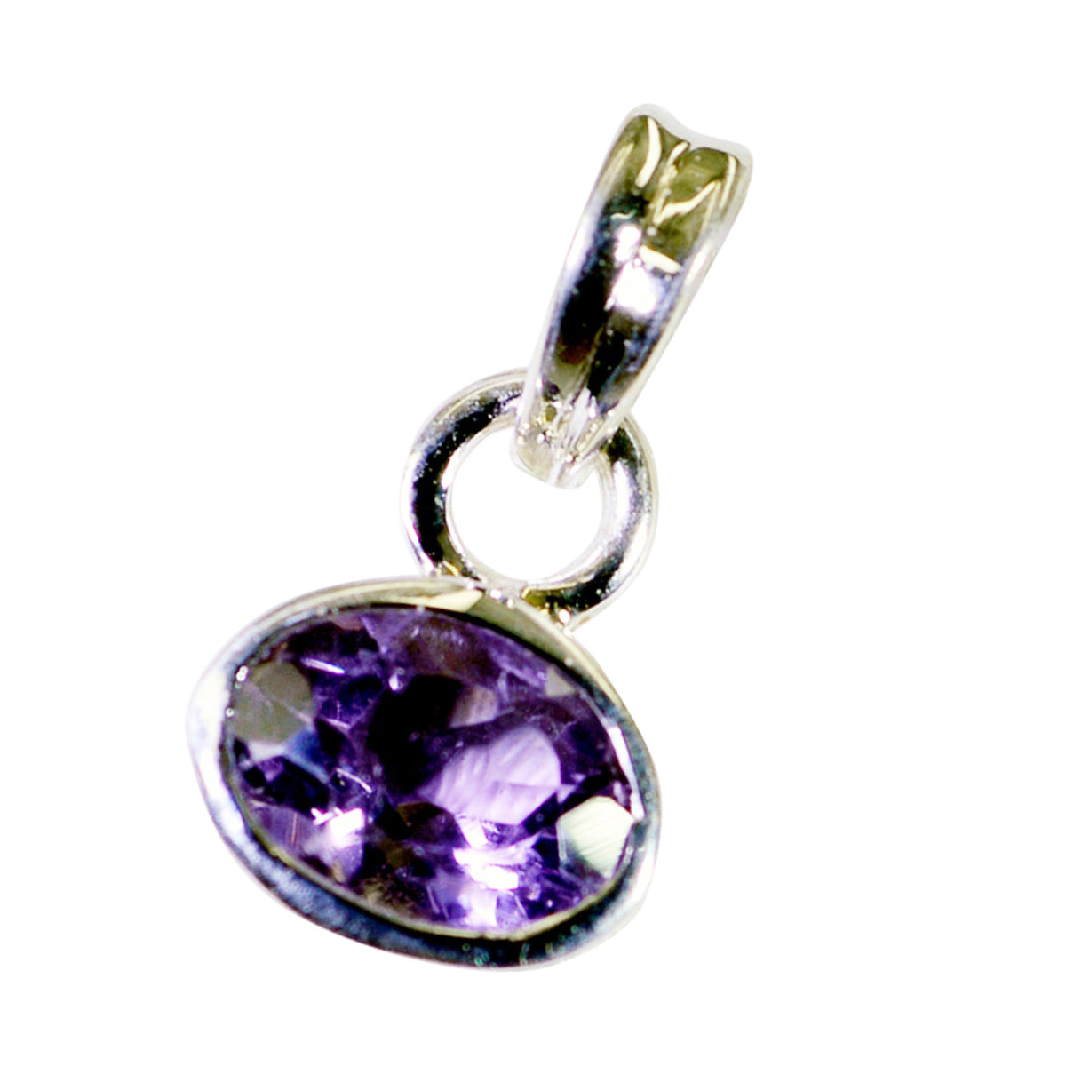 Riyo – pendentif ovale en argent sterling 948, pierre précieuse naturelle, améthyste violette à facettes, cadeau pour petite amie
