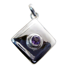 Riyo Prepossessing Gems runder facettierter violetter Amethyst-Anhänger aus massivem Silber, Geschenk für Hochzeit