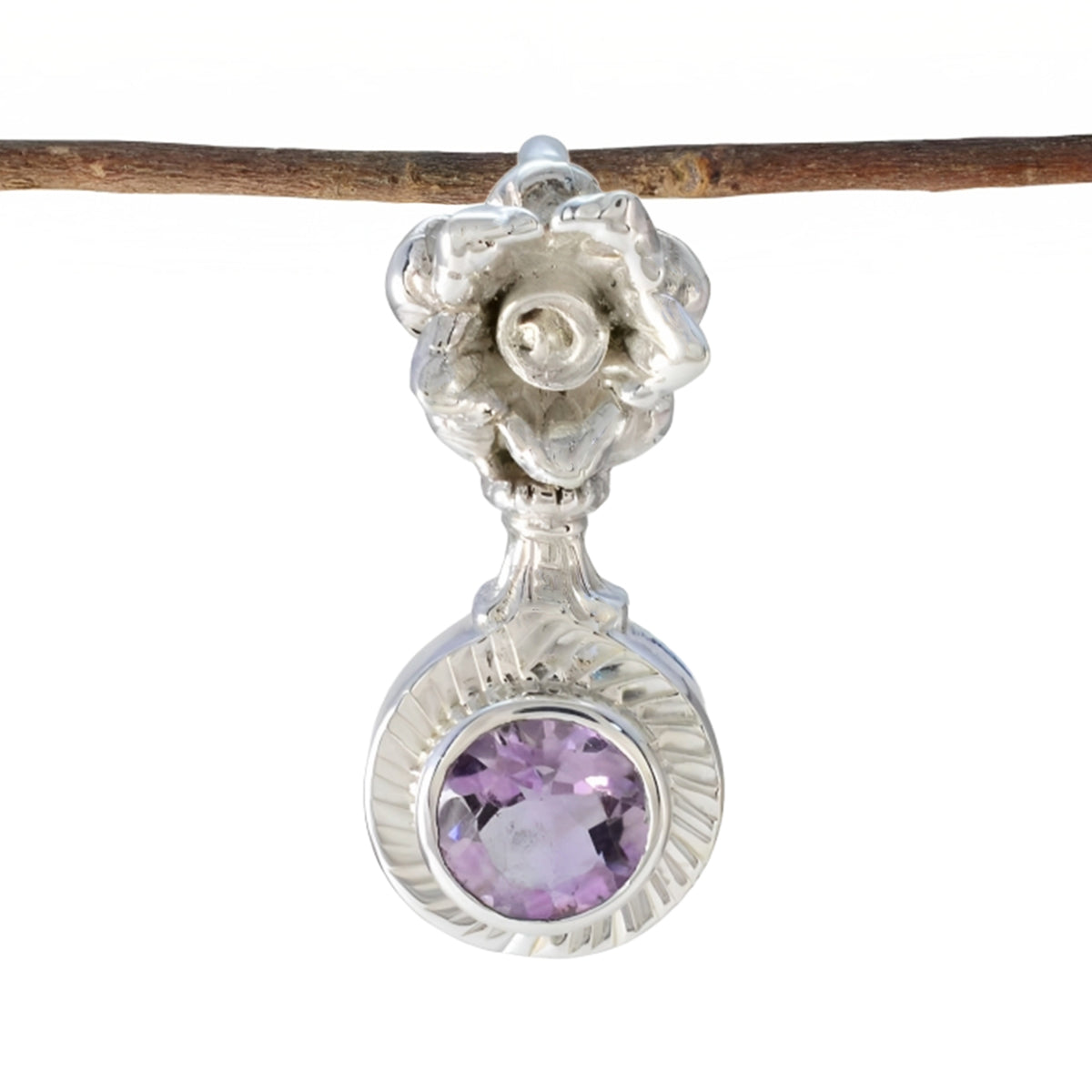 RIYO восхитительный круглый граненый драгоценный камень с фиолетовым аметистом, серебряный кулон из стерлингового серебра, подарок для ручной работы