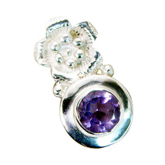 Riyo Appealing Gems runder facettierter violetter Amethyst-Anhänger aus massivem Silber, Geschenk für Karfreitag