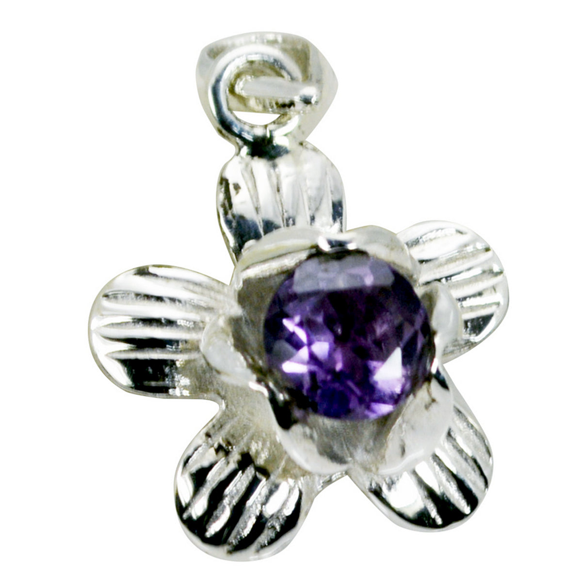 Riyo verrukkelijke edelsteen ronde gefacetteerde paarse Amethist sterling zilveren hanger cadeau voor vriend