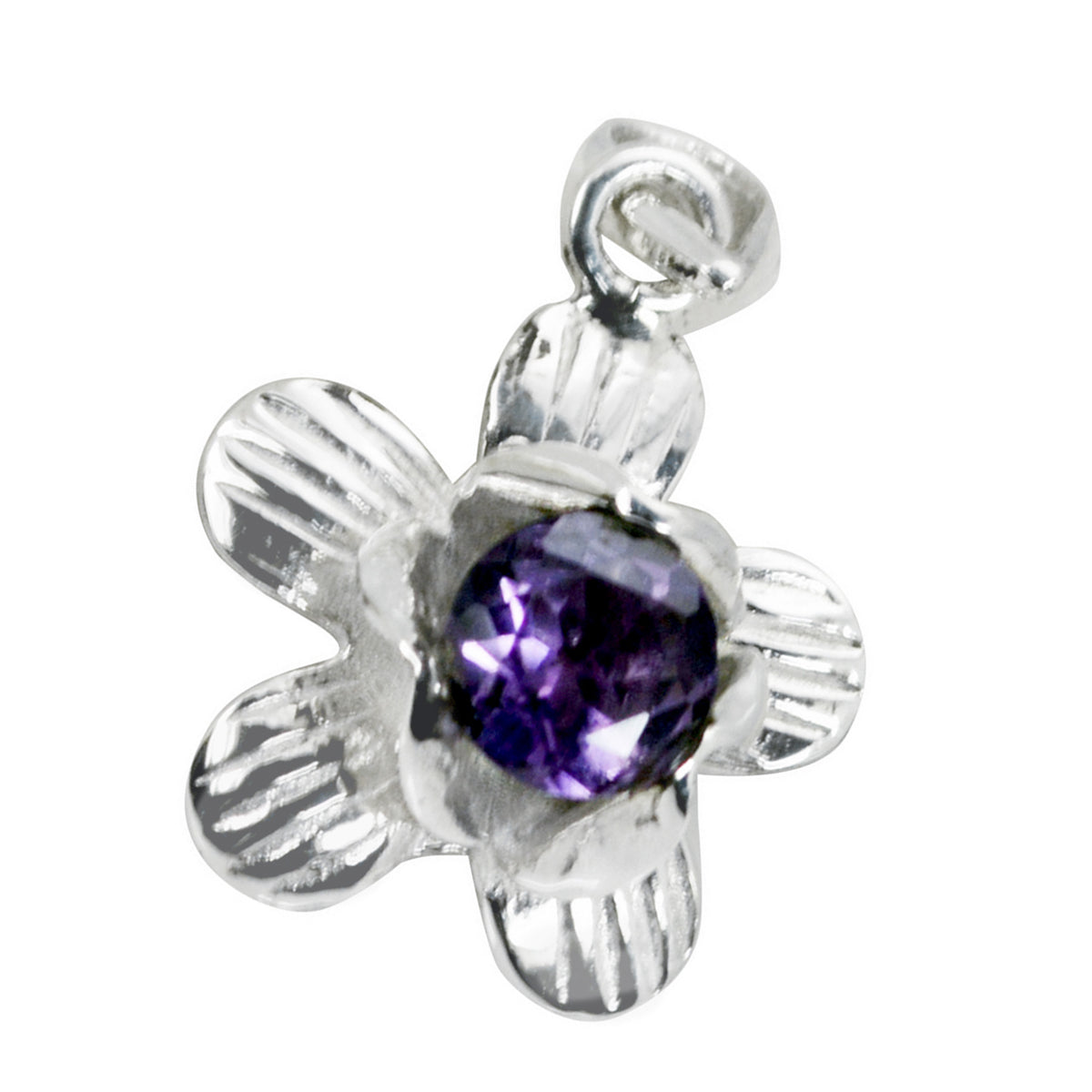 Riyo Ravishing Gemstone Round Faceted Purple Amethyst Sterling Silver Pendant Gift For Friend