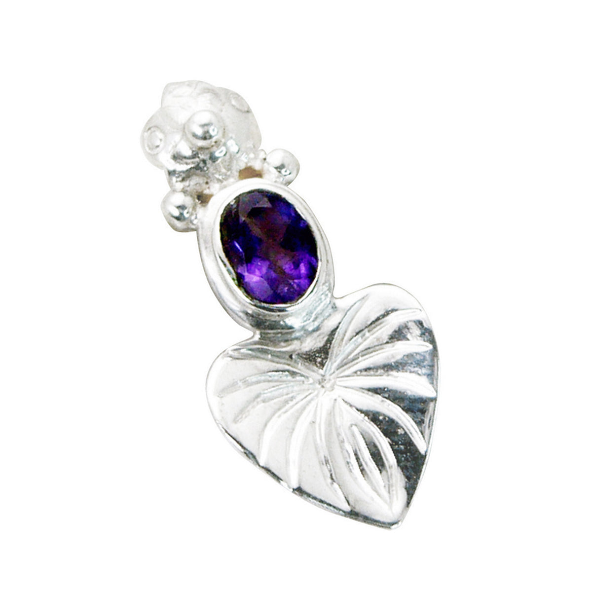 Riyo Heavenly Gems Ovale Facettes Violet Améthyste Pendentif en Argent Massif Cadeau pour Anniversaire