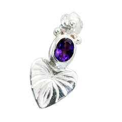 Riyo Heavenly Gems Oval Faceted Purple Amethyst Solid Silver Pendant Gift For Anniversary