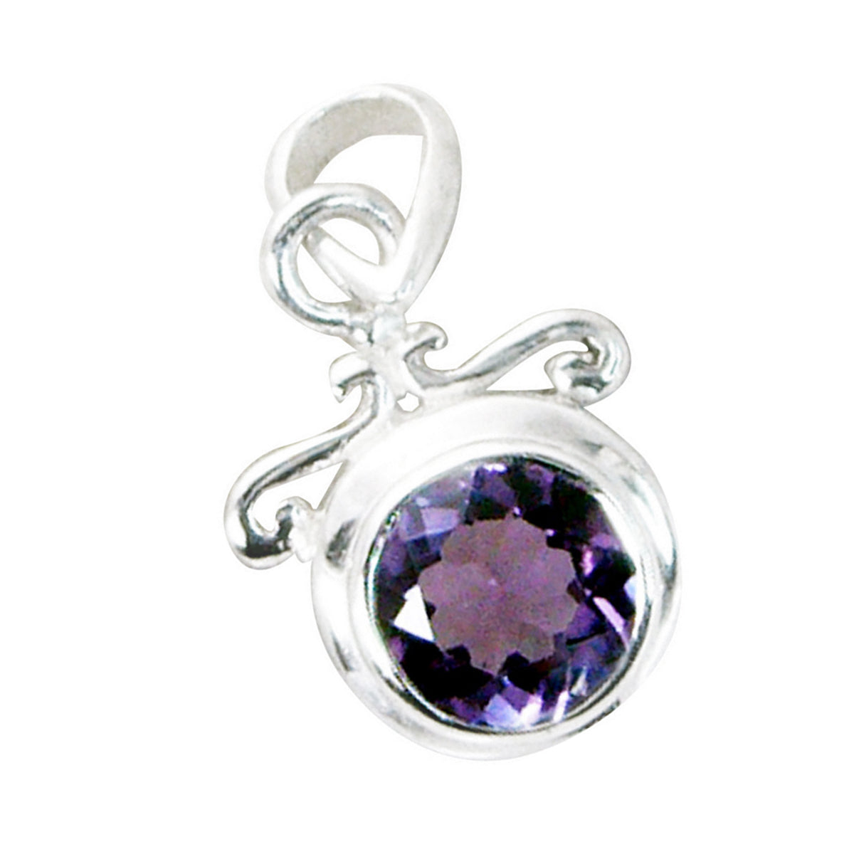 riyo splendida pietra preziosa rotonda sfaccettata ametista viola pendente in argento sterling 953 regalo per il compleanno
