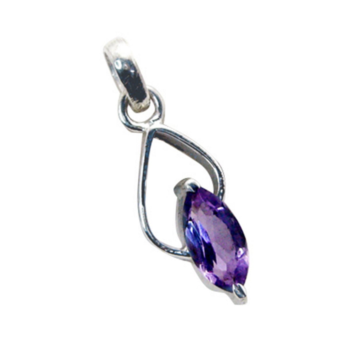 Riyo Graceful Gems Marquise Faceted Purple Amethyst Silver Pendant Gift For Wife