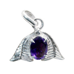 Riyo Elegant Gemstone Oval Faceted Purple Amethyst Sterling Silver Pendant Gift For Women