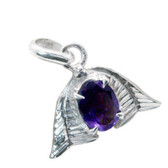 riyo elegante ciondolo con pietra preziosa ovale sfaccettata ametista viola in argento sterling, regalo per donna