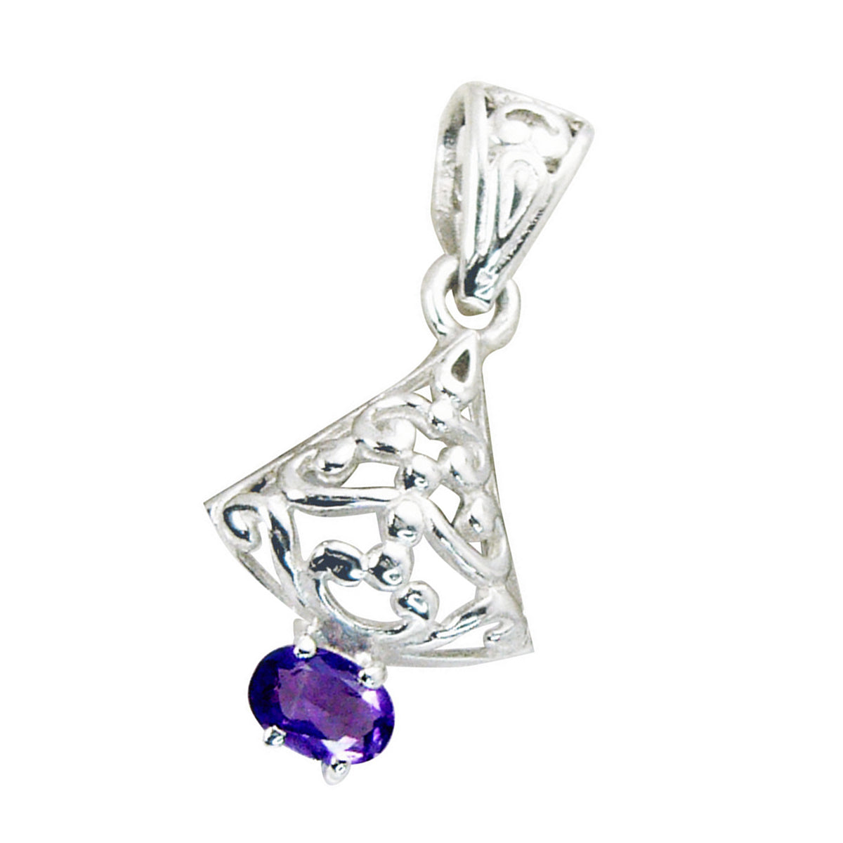 Riyo Exquisite Gems Anhänger, oval, facettiert, violetter Amethyst, massives Silber, Geschenk für Hochzeit