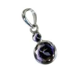Riyo Hot Gemstone Round Faceted Purple Amethyst 956 Sterling Silver Pendant Gift For Girlfriend