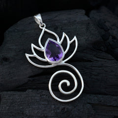 riyo belle pierre précieuse poire à facettes violet améthyste pendentif en argent sterling cadeau pour les femmes