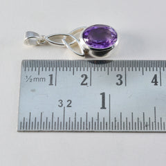 Riyo Foxy Gemstone Oval Faceted Purple Amethyst 982 Sterling Silver Pendant Gift For Good Friday