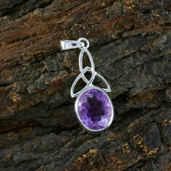 Riyo foxy piedra preciosa ovalada facetada amatista púrpura colgante de plata de ley 982 regalo para el Viernes Santo