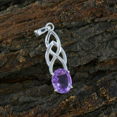 Riyo – pendentif ovale en argent et améthyste violette à facettes, pierres précieuses naturelles, cadeau pour sœur
