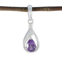 Riyo Magnificent Gems Anhänger in Form eines Birnen-facettierten violetten Amethysts aus massivem Silber, Geschenk für die Hochzeit