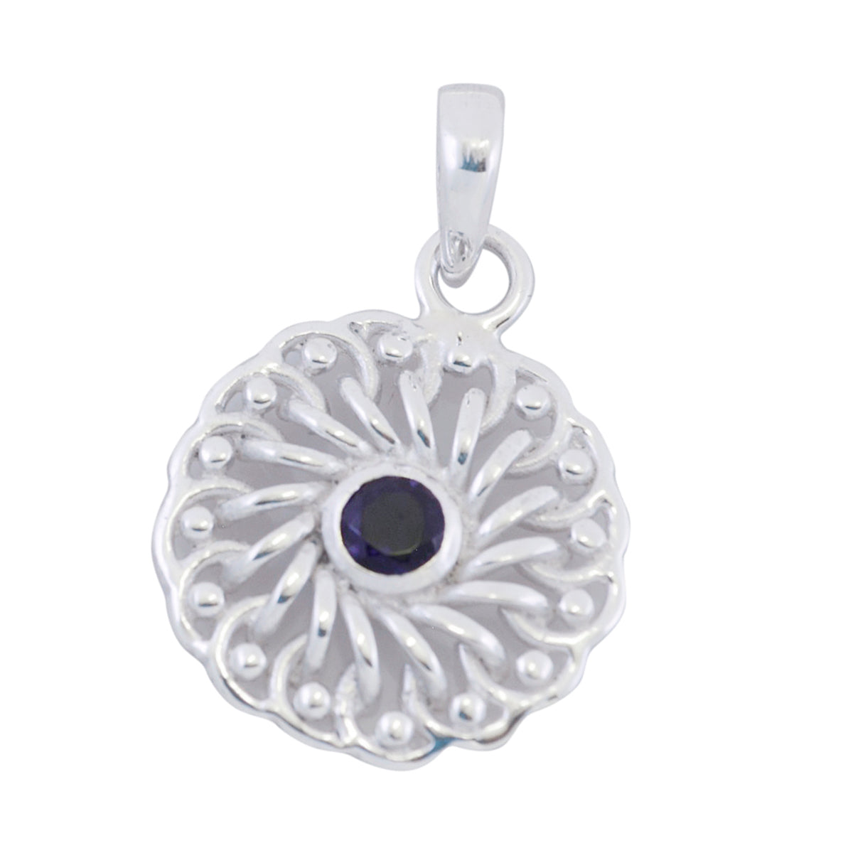 Riyo Fanciable Gems ronde gefacetteerde paarse Amethist zilveren hanger cadeau voor verloving