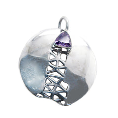 Riyo easy gems billón facetado amatista púrpura colgante de plata maciza regalo para aniversario