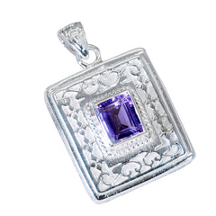 Riyo prachtige edelsteen achthoek gefacetteerde paarse Amethist sterling zilveren hanger cadeau voor vrouwen