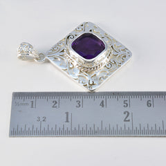 Bonito cojín de piedras preciosas de riyo, amatista púrpura facetada, colgante de plata de ley 997, regalo para cumpleaños