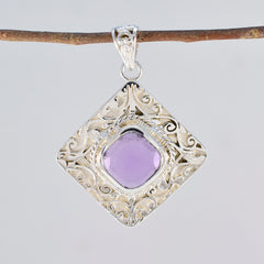 Riyo Mooi edelsteenkussen met gefacetteerde paarse amethist 997 sterling zilveren hanger cadeau voor verjaardag