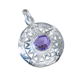 riyo эстетический драгоценный камень круглый граненый фиолетовый аметист серебряный кулон 1002 пробы подарок на страстную пятницу